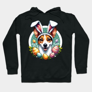 Toy Fox Terrier Enjoys Easter Egg Hunt Adventure Hoodie